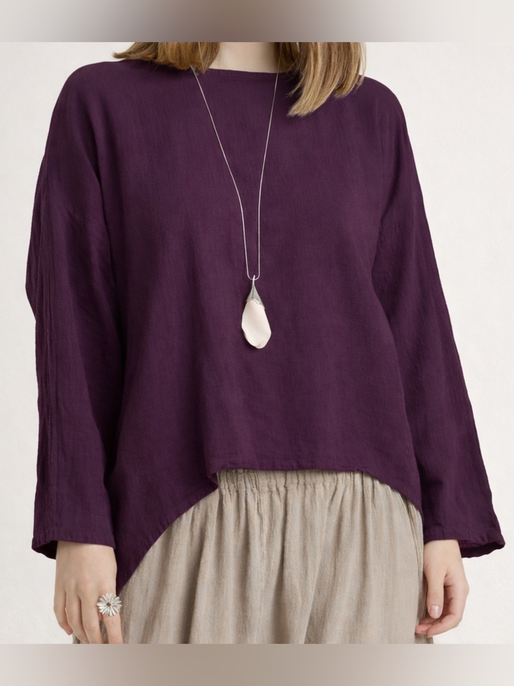 Oh My Gauze 100% Cotton Abby Blouse Purple Top Size 2 XL Coastal Lagenlook